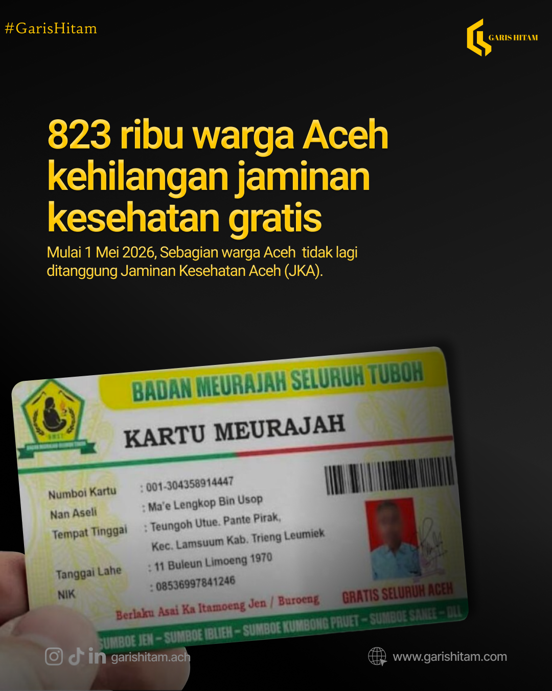 823 Ribu Warga Aceh Kehilangan Jaminan Kesehatan Gratis